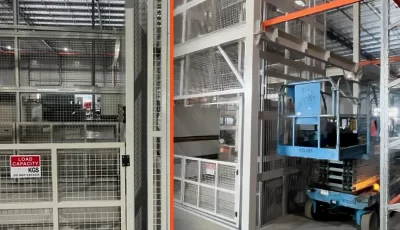 Warehouse mezzanine goods lifts